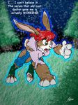  clothing ears forest hair lagomorph mammal outside pants paws rabbit red_hair serum shirt shoes snow tail transformation tree wood 