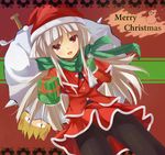  absurdres ban_(bannyata) gift highres melty_blood nekoarc panties panties_under_pantyhose pantyhose santa_costume snowman solo tsukihime underwear white_len 