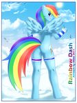  anthro anthrofied breasts butt cloud cutie_mark equine female friendship_is_magic hair long_hair looking_back mammal multi-colored_hair my_little_pony pegasus presenting purple_eyes rainbow_dash rainbow_dash_(mlp) rainbow_hair rainbow_tail shinn side_boob smile solo thumbs_up wing_boner wings 