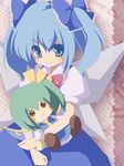  alternate_hairstyle bad_id bad_pixiv_id blue_eyes bow brown_eyes character_doll cirno daiyousei doll green_hair hair_bow minato0618 short_hair smile solo touhou twintails wings 