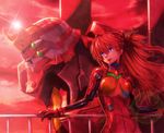  :d blue_eyes bodysuit boyaking eva_02 lens_flare long_hair mecha neon_genesis_evangelion open_mouth plugsuit red shikinami_asuka_langley smile souryuu_asuka_langley twintails 