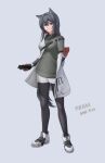  1girl absurdres alter_kamerade animal_ear_fluff animal_ear_piercing animal_ears arknights black_gloves black_hair black_pantyhose black_tail cellphone character_name chinese_commentary coat commentary_request dated food food_in_mouth full_body gloves hair_between_eyes highres holding holding_phone medium_hair mouth_hold off_shoulder official_alternate_costume pantyhose partial_commentary phone pocky pocky_in_mouth red_gloves short_shorts shorts smartphone solo standing star_(symbol) tail texas_(arknights) texas_(winter_messenger)_(arknights) turtleneck white_coat white_shorts wolf_ears wolf_girl wolf_tail yellow_eyes 