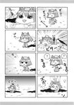  4koma animal_ears artist_request cat_ears cat_tail chen comic gap greyscale hat highres hole monochrome multiple_4koma multiple_tails tail tears touhou translated 