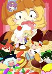  :3 :d ^_^ animal_ears aqua_hair black_hair blonde_hair bow braid cake candy cat_ears chibi chibi_on_head chocolate closed_eyes cookie cuffs cupcake eating extra_ears food fruit green_eyes grin hair_bow hat heart highres horn hoshiguma_yuugi in_food jack-o'-lantern jelly_bean kaenbyou_rin komeiji_koishi komeiji_satori kurodani_yamame minigirl mizuhashi_parsee multiple_girls on_head open_mouth panties pantyshot pointy_ears pudding pumpkin pumpkin_hat purple_hair red_eyes red_hair reiuji_utsuho sea_la short_hair smile strawberry striped striped_panties subterranean_animism touhou twin_braids underwear wings 