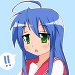  1girl ahoge bad_id bad_pixiv_id blue_hair green_eyes izumi_konata long_hair lowres lucky_star mkt_(50r50r) mole mole_under_eye ryouou_school_uniform school_uniform serafuku solo 