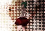  black_gloves fashion glasses gloves green_eyes green_hair gumi half_gloves mille_(dieci) pantyhose red_string short_hair short_hair_with_long_locks sidelocks skirt solo string uso_to_diamond_(vocaloid) vocaloid 