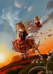  bad_id bad_pixiv_id blonde_hair blue_eyes bow doll dress far_eastern_funion hair_ribbon medicine_melancholy ribbon short_hair sky solo su-san touhou 