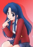  blue_hair kawashima_ami long_hair purple_eyes ranshin school_uniform solo toradora! 