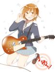  bad_id bad_pixiv_id brown_eyes brown_hair confetti guitar hirasawa_yui instrument k-on! legs school_uniform short_hair solo yoshioka_mitsuko 