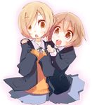  brown_eyes brown_hair extra hato_haru hirasawa_yui k-on! kinoshita_shizuka multiple_girls school_uniform short_hair 