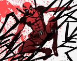  abs bad_id bad_pixiv_id banned_artist deadpool male_focus marvel monochrome muscle red s_tanly solo sword weapon 