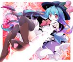  bad_id bad_pixiv_id blue_hair food fruit hat hinanawi_tenshi long_hair peach red_eyes solo sword sword_of_hisou thighhighs torino_akua touhou weapon 