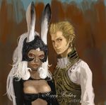  1girl animal_ears balflear bunny_ears dark_skin final_fantasy final_fantasy_xii fran red_eyes viera white_hair 