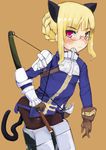  alternate_costume alternate_hairstyle animal_ears armor bad_id bad_pixiv_id blonde_hair blush cat_ears fusion glasses gloves heterochromia mmm pantyhose perrine_h_clostermann sakamoto_mio solo strike_witches striker_unit sword tail uniform weapon world_witches_series 