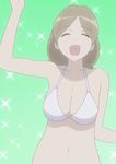  animated animated_gif bikini bouncing_breasts breasts cleavage kazama_ushio large_breasts lowres sasameki_koto screencap smile solo swimsuit 