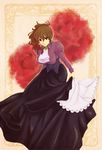  brown_hair dress earrings flower jewelry ponytail solo umineko_no_naku_koro_ni ushiromiya_natsuhi yuzuki_suzu 