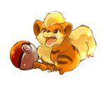  bad_pixiv_id fangs gen_1_pokemon growlithe menokurage no_humans poke_ball pokemon pokemon_(creature) simple_background solo white_background 