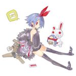  asagiri_asagi asagiri_asagi_(cosplay) blue_hair bunny cosplay disgaea harada_takehito nippon_ichi original pleinair pointy_ears prinny red_eyes short_hair sitting sweatdrop thighhighs very_short_hair 