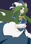  bow green_eyes green_hair grin hat long_hair mima nagihito sharp_teeth smile solo teeth touhou very_long_hair wizard_hat 