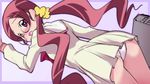  ass glasses hanasaki_tsubomi heartcatch_precure! hikage_eiji long_hair myoudou_gakuen_middle_school_uniform panties precure red_hair round_eyewear school_uniform skirt solo twintails underwear very_long_hair white_panties 