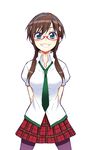  evangelion:_2.0_you_can_(not)_advance glasses makinami_mari_illustrious necktie neon_genesis_evangelion pantyhose plaid plaid_skirt puyo rebuild_of_evangelion school_uniform skirt smile solo twintails 