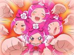  &gt;_&lt; angry bow clenched_hands closed_eyes cure_blossom expressions eyelashes hanasaki_tsubomi heartcatch_precure! hokuto_hyakuretsu_ken hokuto_no_ken magical_girl mameshiba multiple_views parody pink_bow pink_eyes pink_hair pout precure punching rapid_punches 