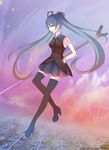  bad_id bad_pixiv_id bare_shoulders black_legwear boots breasts green_hair hatsune_miku high_heels legs long_hair medium_breasts pleated_skirt shoes skirt solo spring_onion thighhighs twintails very_long_hair vocaloid zettai_ryouiki zhanzhan_lan 