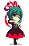  animated animated_gif blush blush_stickers bow dress front_ponytail green_eyes green_hair hypnotic kagi kagiyama_hina lowres smile solo spinning touhou 