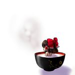  blush bowl brown_hair chibi hakurei_reimu in_container minigirl nude pun simple_background socha solo touhou unzan when_you_see_it 