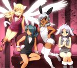  afuro_terumi androgynous animal_ears bad_id bad_pixiv_id blonde_hair blue_hair bunny_ears cat_ears eyebrows eyepatch fubuki_shirou hair_over_one_eye inazuma_eleven inazuma_eleven_(series) kazemaru_ichirouta male_focus mizuhara_aki multiple_boys multiple_wings one_eye_closed otoko_no_ko sakuma_jirou seraph silver_hair thighhighs v white_hair wings 