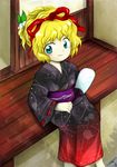  aqua_eyes blonde_hair japanese_clothes kimono lowres mdnk medicine_melancholy official_style oota_jun'ya_(style) parody solo style_parody touhou 