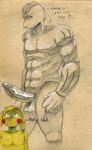  abs balls biceps big_penis erection fur gay humanoid leaking machoke male muscles nintendo nude pecs penis pikachu pok&#233;mon pokemon pose precum size_difference sketch standing sweat thick_penis toned tush vein video_games yellow_fur 