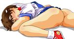  ass blush bottomless capcom cum highres kasugano_sakura labia no_panties pussy sakura_kasugano saliva short_hair street_fighter sweat thick_thighs uncensored 