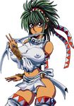  1girl annet annet_myer annette bare_shoulders boots breasts cameltoe el_viento erect_nipples green_hair large_breasts lowres midriff simple_background solo warner warnerc 