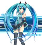  blue_hair hatsune_miku long_hair panties side-tie_panties skirt skirt_lift smile solo striped striped_panties thighhighs twintails umitsubame underwear very_long_hair vocaloid 