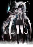  black_hair black_legwear blue_eyes blue_fire creature fire flame glowing glowing_eyes kneehighs kodama_yuuki necktie original pencil_skirt ribbon school_uniform serafuku skirt socks solo twintails 