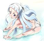  bad_id bad_pixiv_id bangs barefoot bikini blue_eyes blue_hair blunt_bangs hairband kannagi long_hair nagi p.k. purple_eyes side-tie_bikini solo swimsuit 