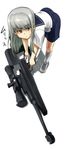  artist_request copyright_request gun long_hair rifle school_uniform serafuku silver_hair solo weapon 