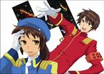  1girl armband armlet artist_request beret genderswap genderswap_(ftm) genderswap_(mtf) hat holding_head kyon kyonko looking_at_viewer military military_uniform ponytail shoulder_pads simple_background suzumiya_haruhi suzumiya_haruhi_no_yuuutsu suzumiya_haruhiko sweatdrop uniform white_background 