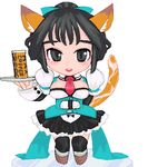  animal_ears artist_request cat_ears chibi coffee copyright_request lowres necktie oekaki solo tail thighhighs waitress 