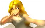  blonde_hair chirigami-san frills kirisame_marisa smile solo tank_top touhou white_background yellow_eyes 