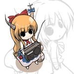  bad_id bad_pixiv_id bow chibi gourd horns ibuki_suika lowres radio sanoharu solo touhou 