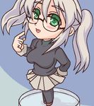  artist_request chibi copyright_request glasses lowres oekaki pantyhose skirt solo twintails 