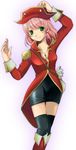  artist_request blush boots breasts cannoneer cleavage final_fantasy final_fantasy_v green_eyes hat jacket lenna_charlotte_tycoon medium_breasts miniskirt pencil_skirt pink_hair short_hair skirt solo thighhighs uniform zettai_ryouiki 