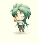  chibi cosplay green_hair imageboard_colors indiana_jones indiana_jones_(cosplay) jochuu-san lowres oekaki original solo yagisaka_seto 