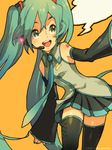  aqua_hair bad_id bad_pixiv_id detached_sleeves hatsune_miku long_hair nessie_(kska) open_mouth solo thighhighs twintails very_long_hair vocaloid 