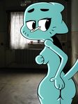 breasts butt cat covering feline female mammal milf mother nicole_watterson nude parent photo_background solo the_amazing_world_of_gumball unknown_artist window 