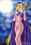  1girl bishoujo_senshi_sailor_moon blonde_hair blue_eyes long_hair looking_at_viewer nude outdoors sailor_moon sarah_sauge shaved_pussy solo tsukino_usagi twintails very_long_hair 