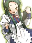  blush breasts fang green_hair kimitoshiin long_hair maid mechanical_pencil medium_breasts naughty_face pencil solo suzumiya_haruhi_no_yuuutsu tsuruya very_long_hair 