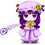  bow chibi hair_bow hat jitome patchouli_knowledge purple_eyes purple_hair silhouette solo touhou triangle_mouth tsubasa_(abchipika) 